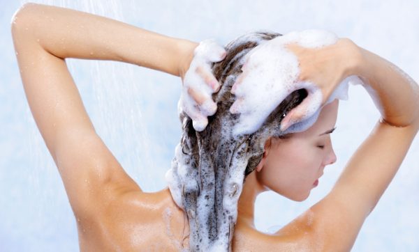 pretty elegancy woman taking shower